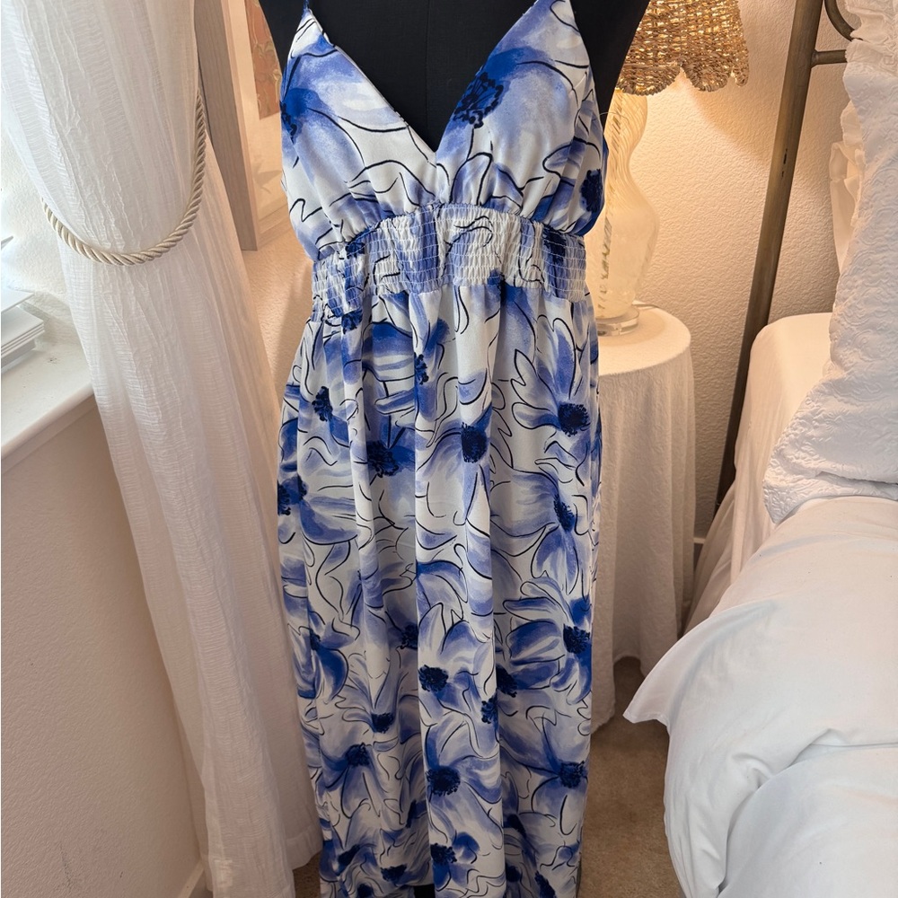 Absolutely Blue and White Patterned Dress